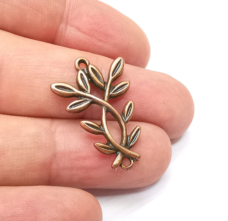5 Leaf Charms, Antique Copper Plated Charms (27x18mm) G34684