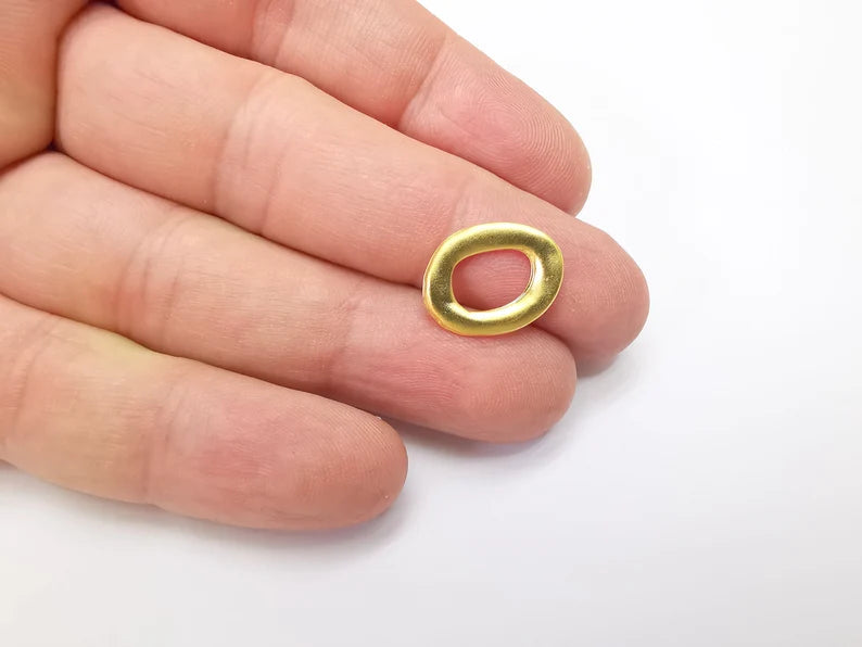 Oval Circle Hoop Connector Charms Finding, Gold Plated Charms (17x13mm) G34686