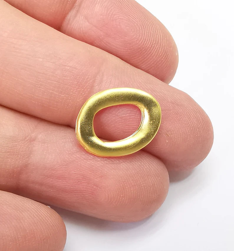 Oval Circle Hoop Connector Charms Finding, Gold Plated Charms (17x13mm) G34686