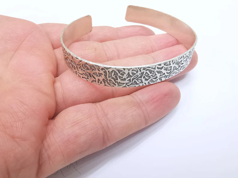 Bracelet Bezel Cuff Blank Mountings Bangle Base Setting Antique Silver Plated Brass Adjustable Bracelet (10mm) G34691