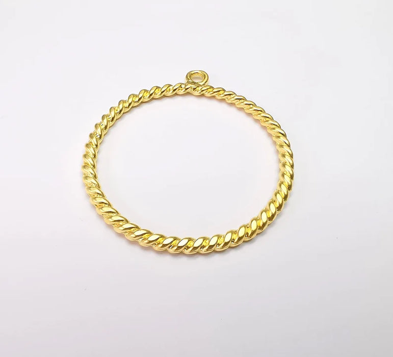Twisted Circle Hoop Charms, Gold Plated Charms (52x46mm) G34694