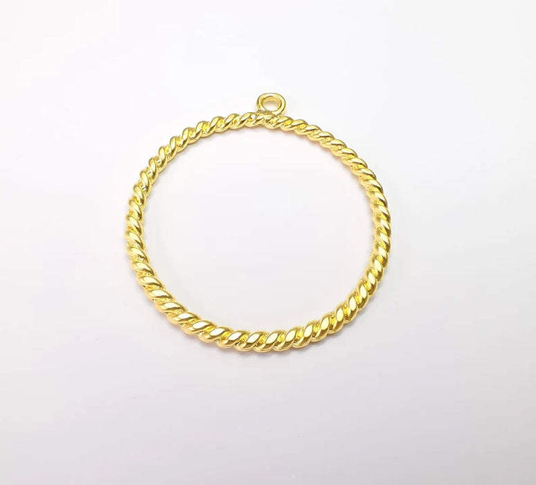 Gold Plated Crinkle Circle Charms 12 Pcs