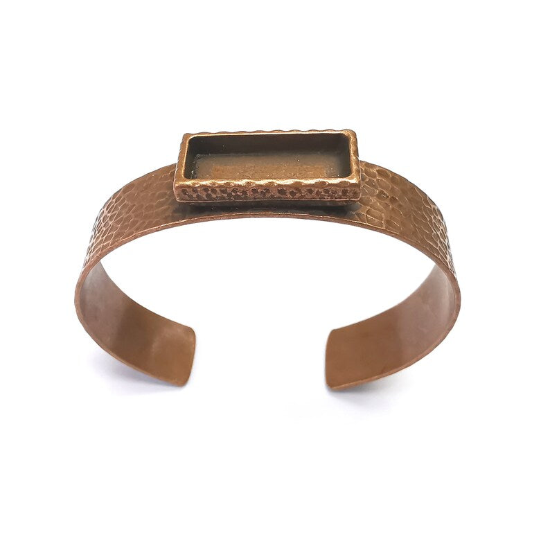 Bracelet Blank Resin Dry Flower inlay Blank Cuff Bezel Glass Cabochon Base Hammered Adjustable Antique Copper (25x10mm) G34692