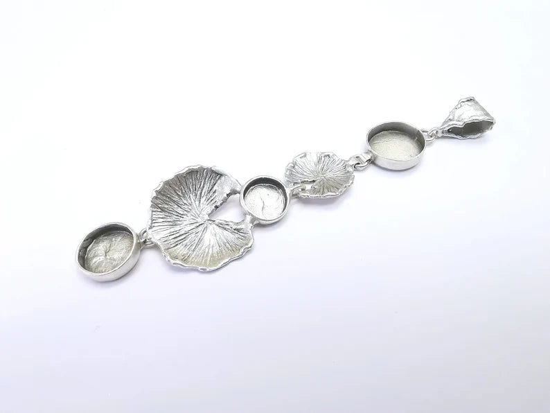 Round Pendant Blank Resin Bezel Mounting Cabochon Base Setting Antique Silver Plated Brass (108x25mm Blank) G34710