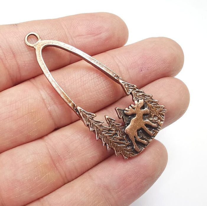 Moose Forest Charms, Antique Copper Plated Charms (54x24mm) G34818