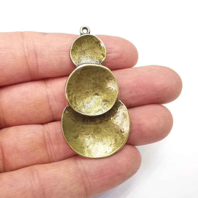 Disc Charms, Antique Bronze Plated (55x28mm) G34823