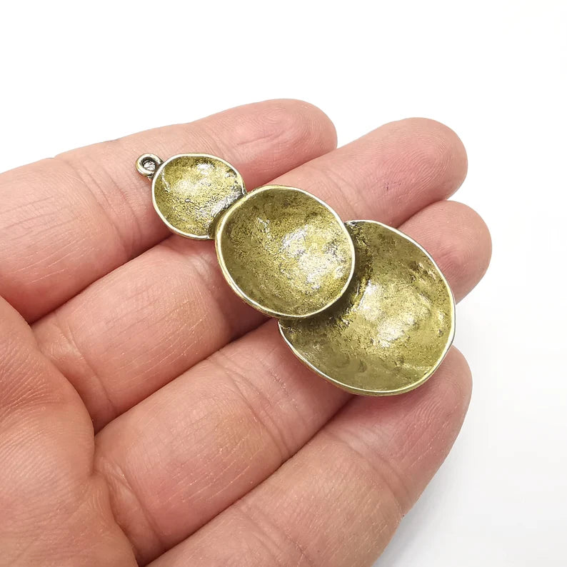 Disc Charms, Antique Bronze Plated (55x28mm) G34823