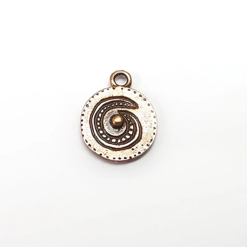 4 Disc Charms, Antique Copper Plated (17x13mm) G34824