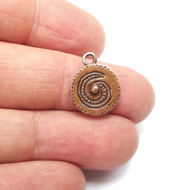 4 Disc Charms, Antique Copper Plated (17x13mm) G34824