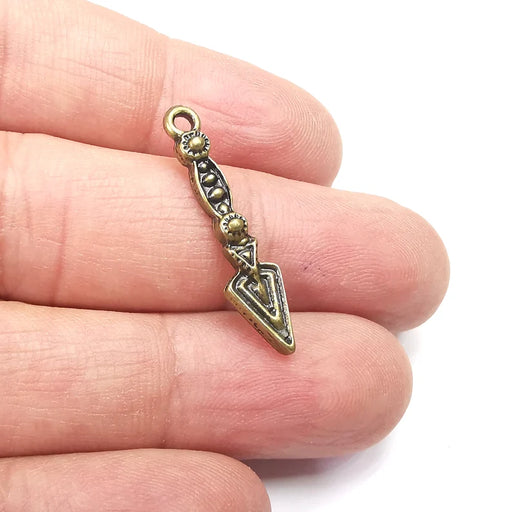 5 Arrow, Spike Dangle Charms Antique Bronze Plated Charms (31x7mm) G34829