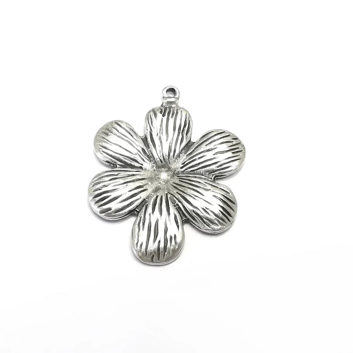 Flowers Charms, Daisy Charms, Antique Silver Plated Plants Charms (46x36mm) G34727