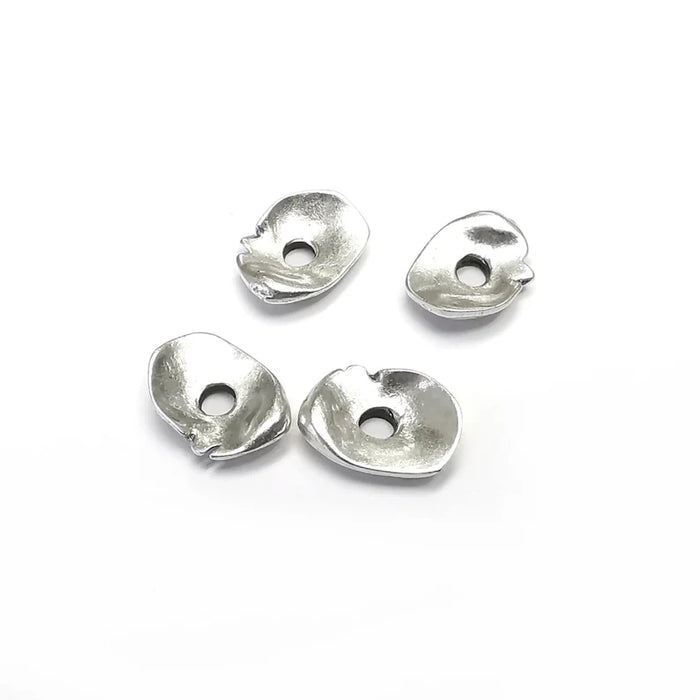 5 Curved Disc, Connector Middle Hole Charms, Antique Silver Plated Charms (13x9mm) G34734