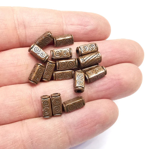 5 Swirl Rectangle Beads Antique Copper Plated Metal Beads (10x4mm) G34735