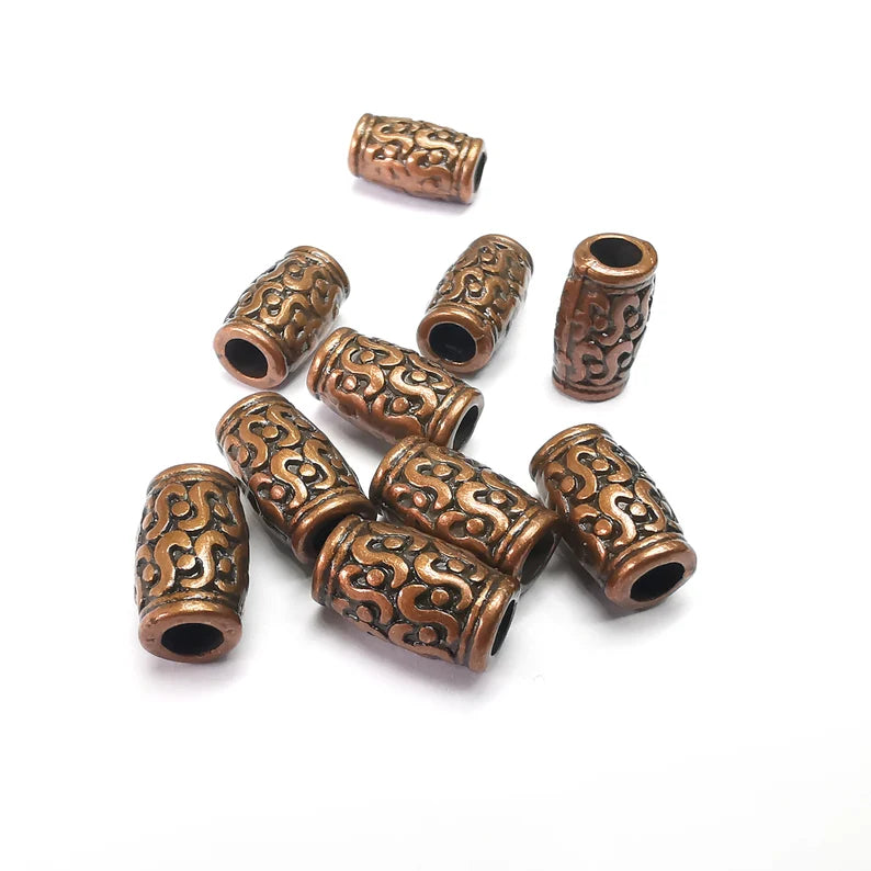 5 Cylinder Tube Beads Antique Copper Plated Metal Beads (12x7mm) G34832