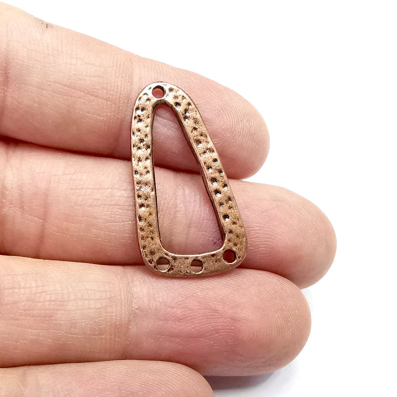 2 Pcs Hammered Connector Charms Antique Copper Plated Charms (32x17mm) G34835