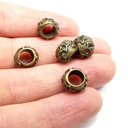 4 Star Rondelle Beads Antique Bronze Plated Metal Beads (12mm) G34743