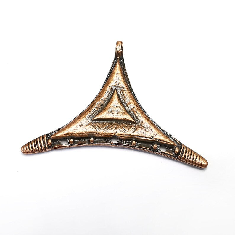 Triangle Pendant Connector Antique Copper Plated Pendant (76mm) G34841