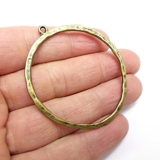 Hoop Circle Hammered Charms Antique Bronze Plated Charms (57x50mm)  G25144