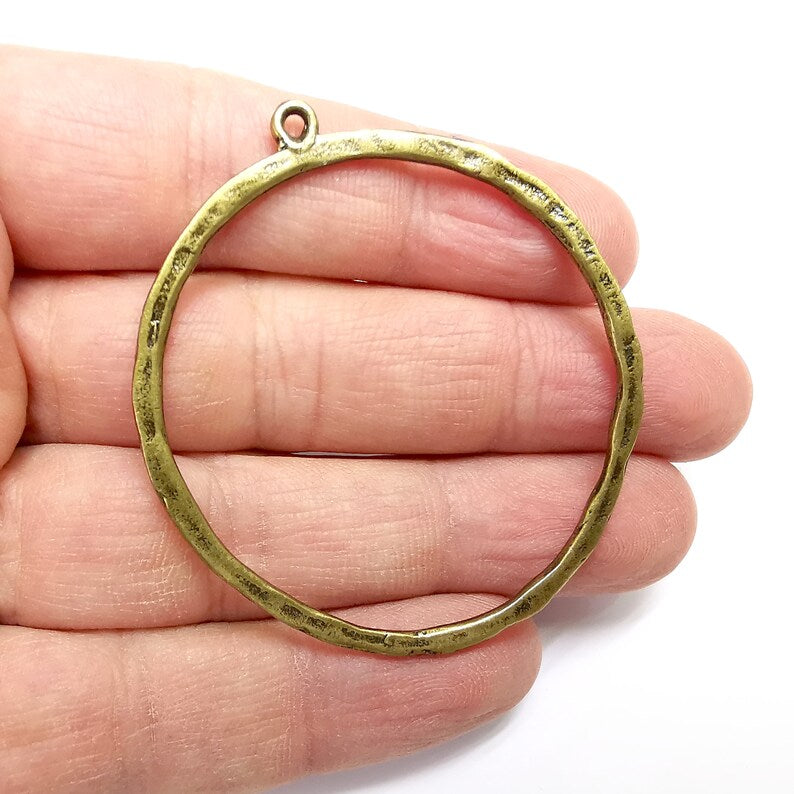 Hoop Circle Hammered Charms Antique Bronze Plated Charms (57x50mm)  G25144
