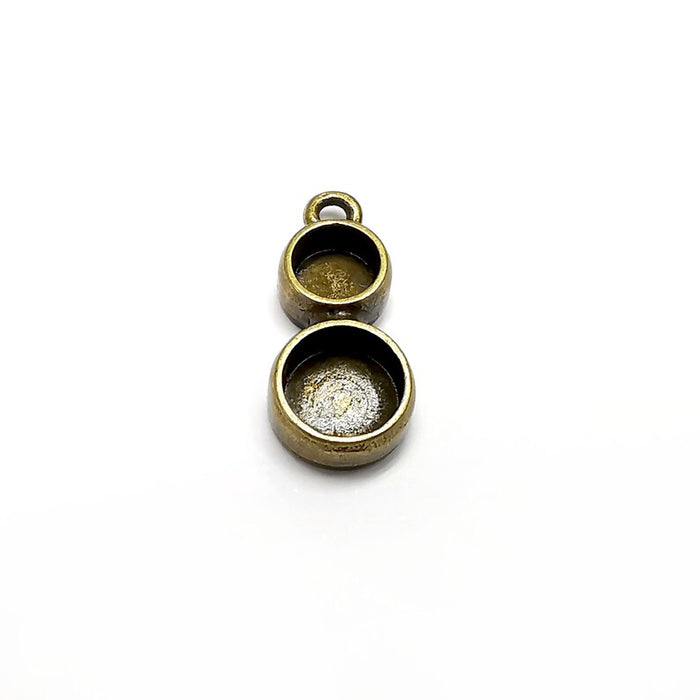 2 Round Charms Blanks, Resin Bezel Bases, Mosaic Mountings, Dry flower Frame, Polymer Clay base, Antique Bronze Plated (8 and 6mm) G34753