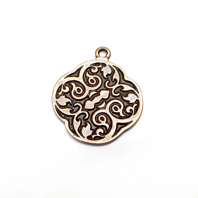 Branch, Disc Charms, Antique Copper Plated (41x35mm) G34756