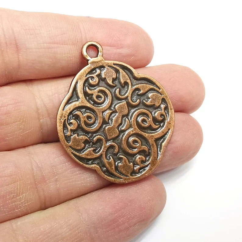 Branch, Disc Charms, Antique Copper Plated (41x35mm) G34756