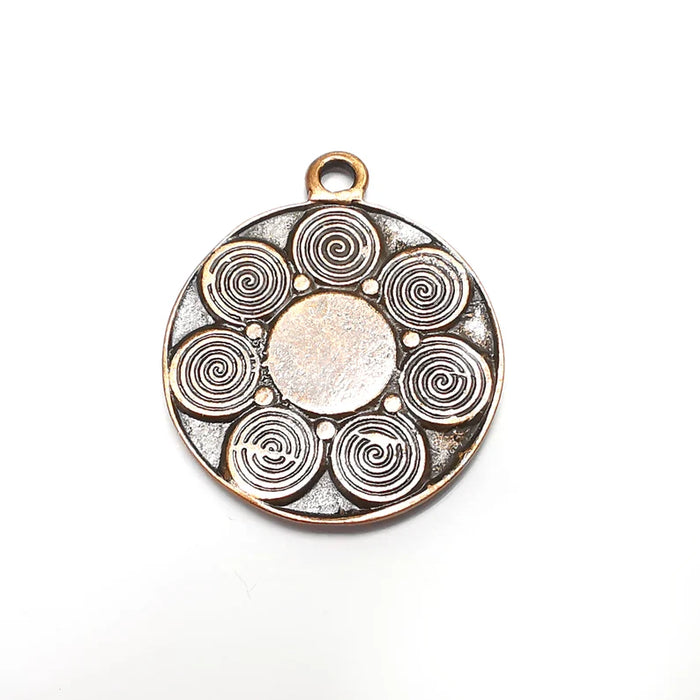 Swirl Round Charms, Antique Copper Plated (41x34mm) G34757