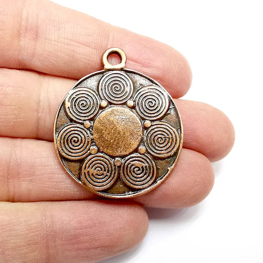Swirl Round Charms, Antique Copper Plated (41x34mm) G34757