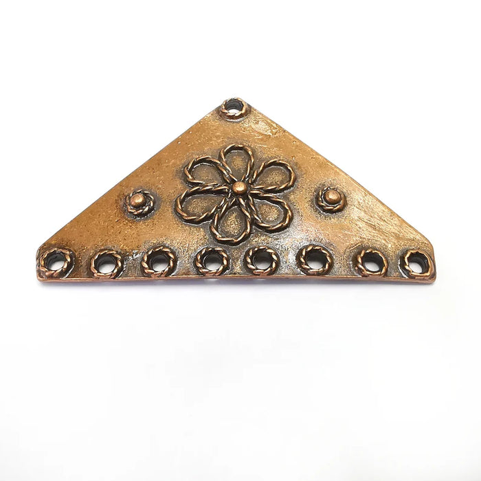 Flower Triangle Pendant , Connector Antique Copper Plated Dangle Charms (62x36mm) G34847