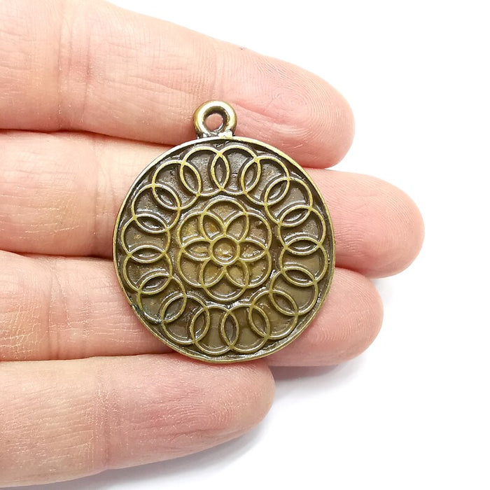 Flower Charms, Antique Bronze Plated (40x34mm) G34758