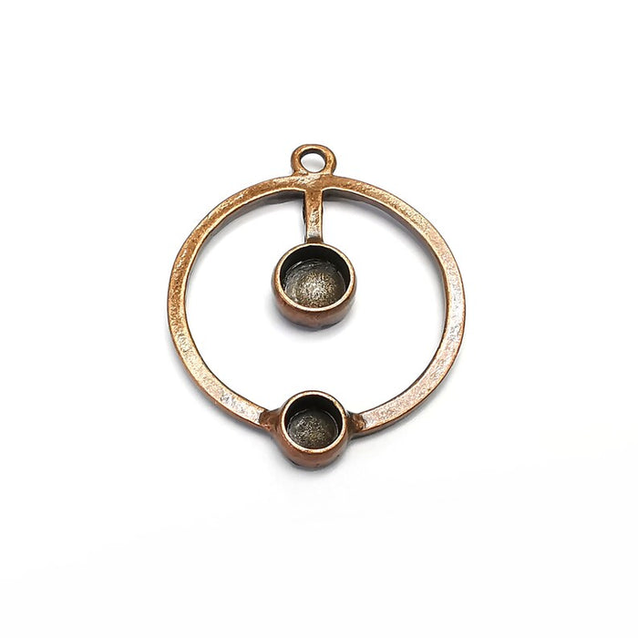 Round Charm Bezel, Resin Blank, inlay Mounting, Mosaic Pendant Frame, Cabochon Base Setting,Antique Copper Plated (8 and 6mm) G34856
