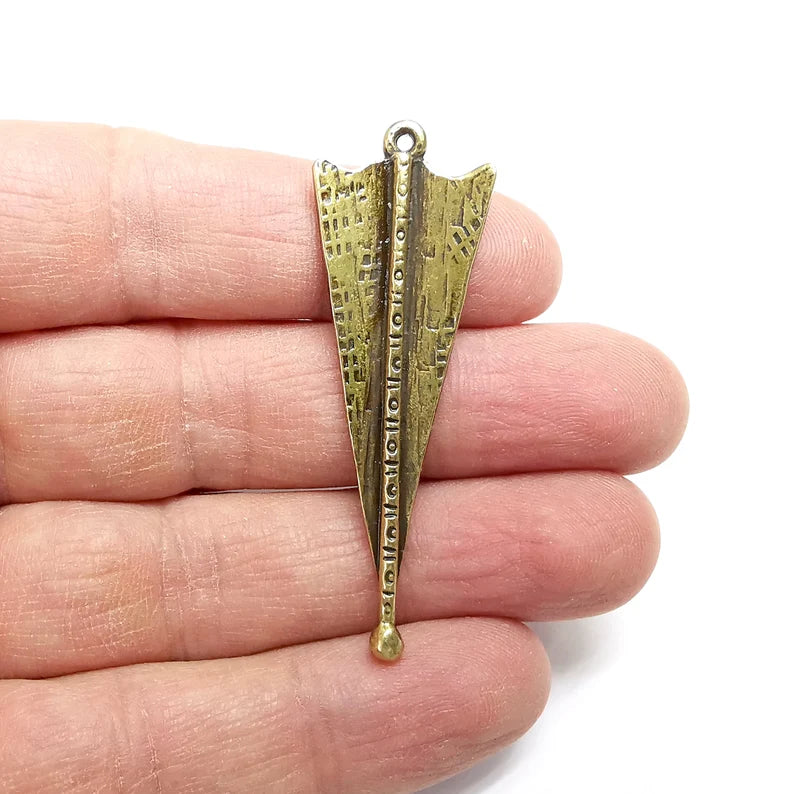 Triangle Charms, Antique Bronze Plated (57x19mm) G34765