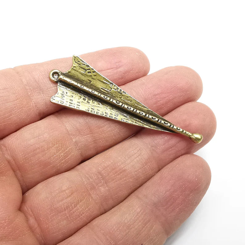 Triangle Charms, Antique Bronze Plated (57x19mm) G34765