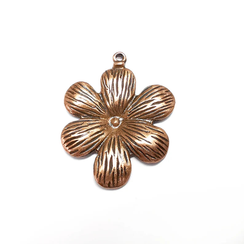 Flowers Charms, Daisy Charms, Antique Copper Plated Plants Charms (46x36mm) G34771
