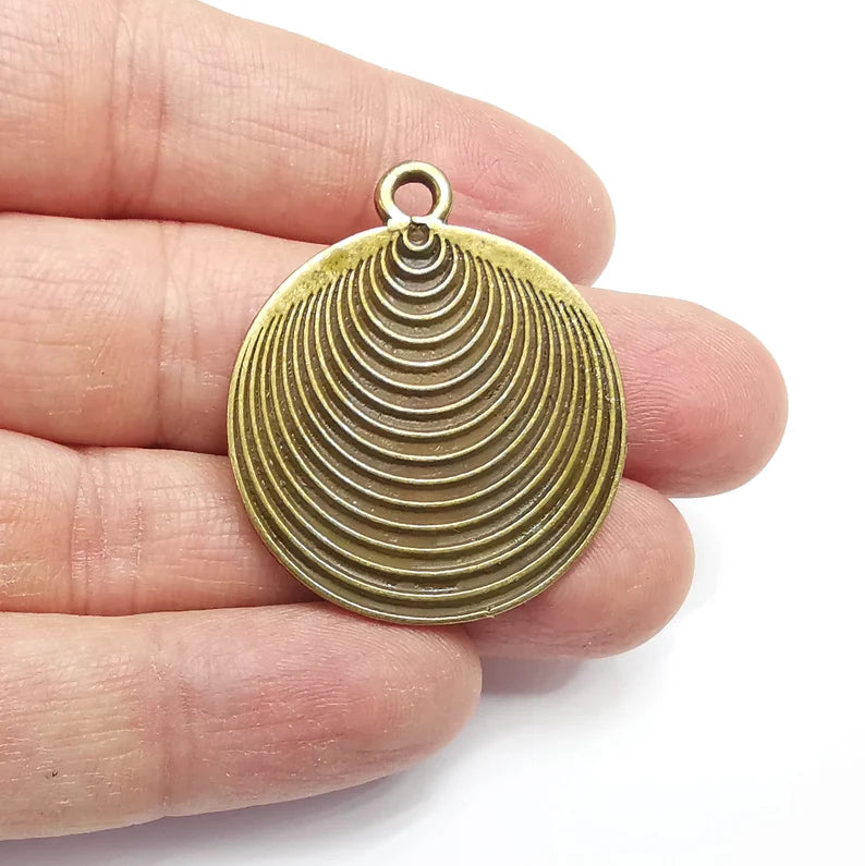 Antique Bronze Round Charms, Antique Bronze Plated (39x33mm) G34772
