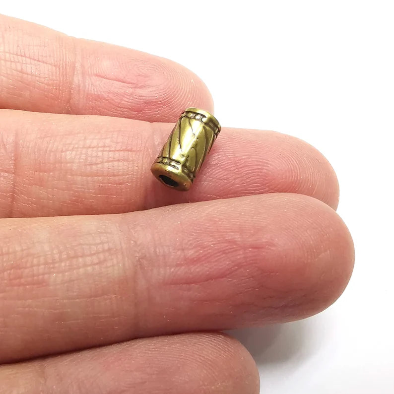 5 Cylinder Tube Beads Antique Bronze Plated Metal Beads (11x6mm) G34774