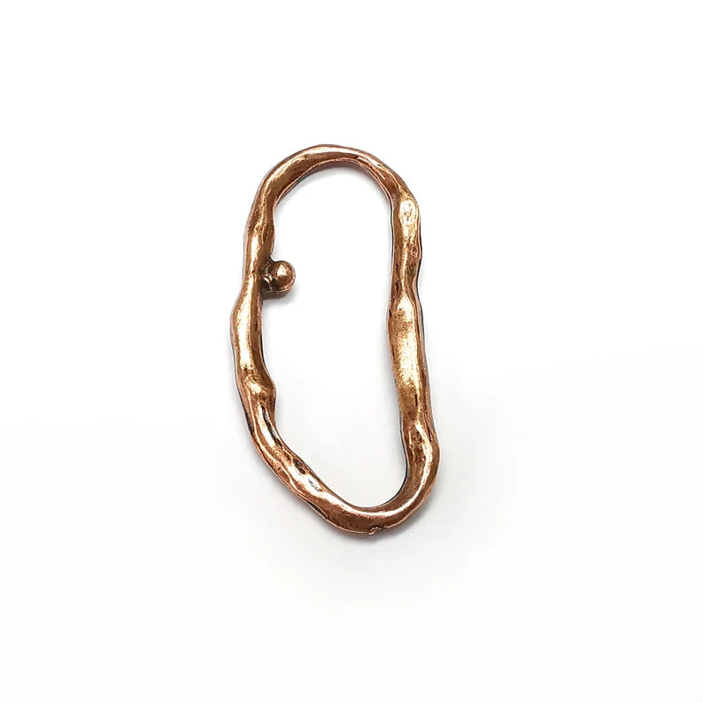 Hammered Oval Findings, Dot Oval Hoops, Antique Copper Plated (48x22mm) G34880