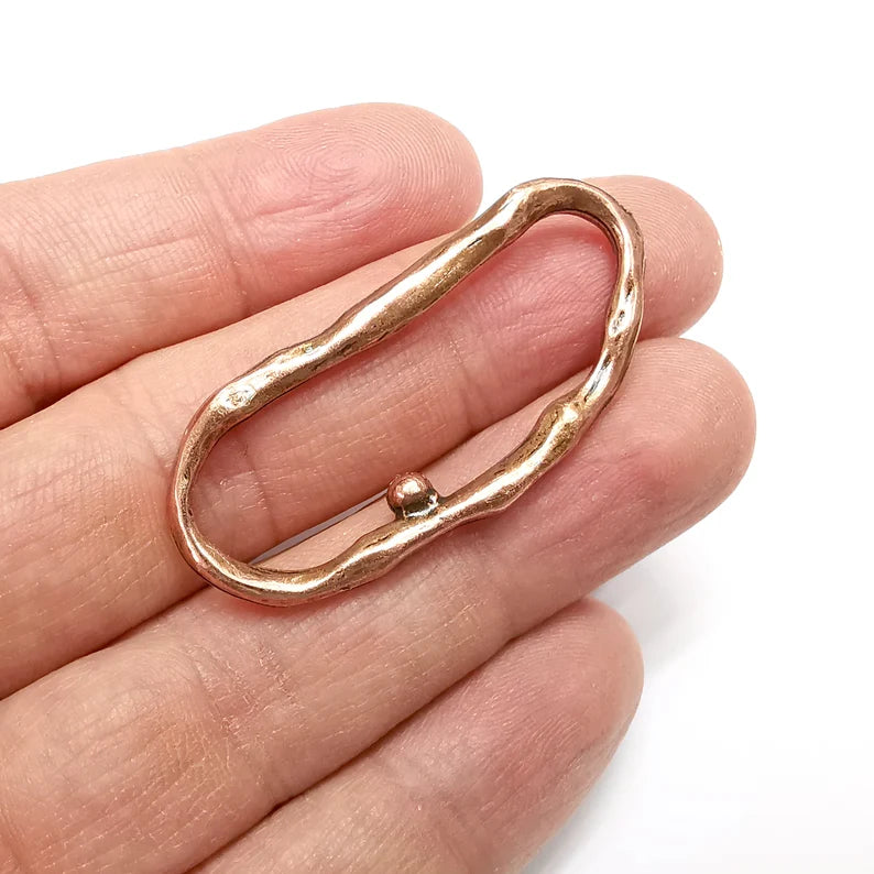 Hammered Oval Findings, Dot Oval Hoops, Antique Copper Plated (48x22mm) G34880