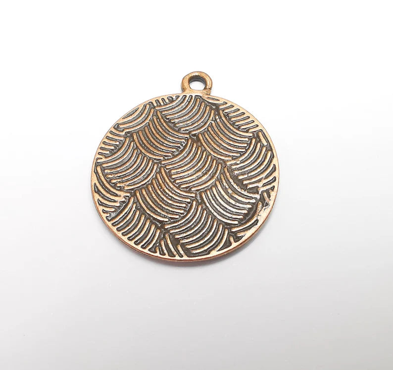 Copper Plated Mandala Charms, Antique Copper Plated Charms (39x33mm) G34783