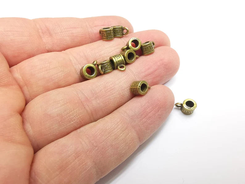 5 Cylinder Bails, Beads Hanger Antique Bronze Plated Findings (9x5mm) G34784