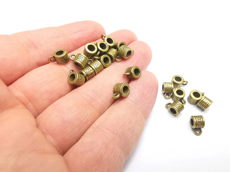 5 Cylinder Bails, Beads Hanger Antique Bronze Plated Findings (9x5mm) G34784
