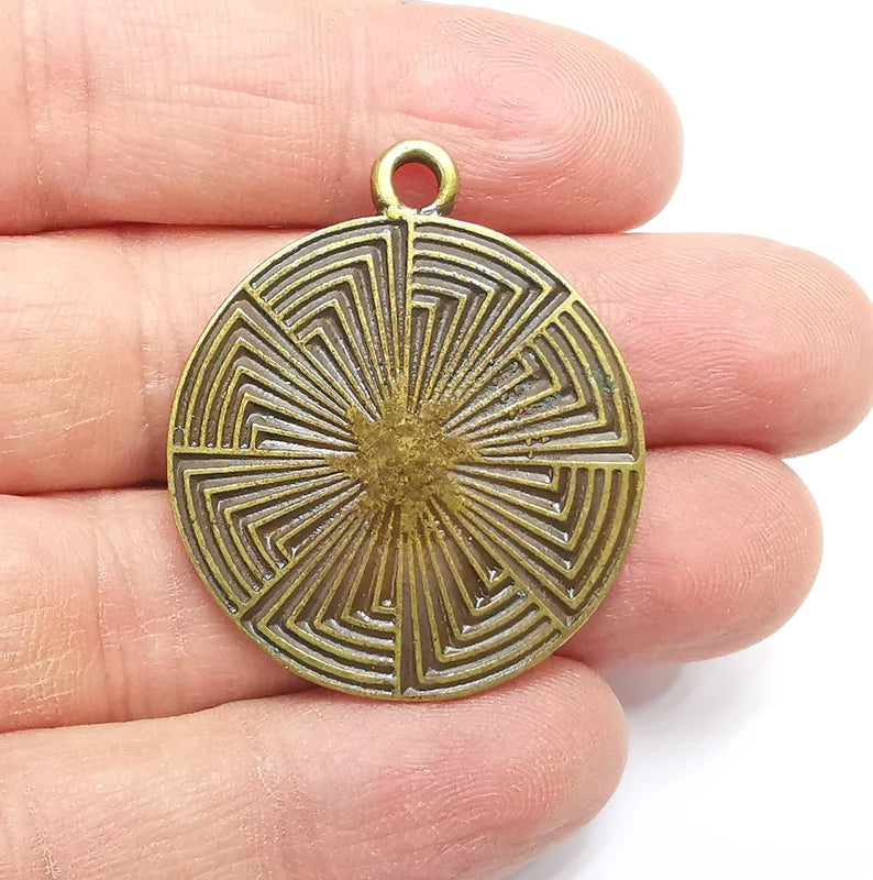 Antique Bronze Round Charms, Antique Bronze Plated (39x33mm) G34785