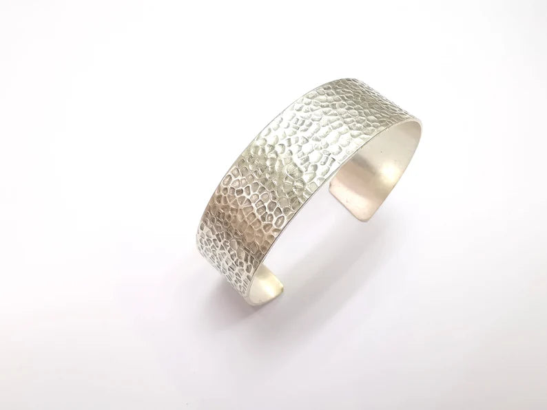 Hammered Bracelet Bezel Cuff Blank Mountings Bangle Base Setting Antique Silver Plated Brass Adjustable Bracelet (20mm) G34789