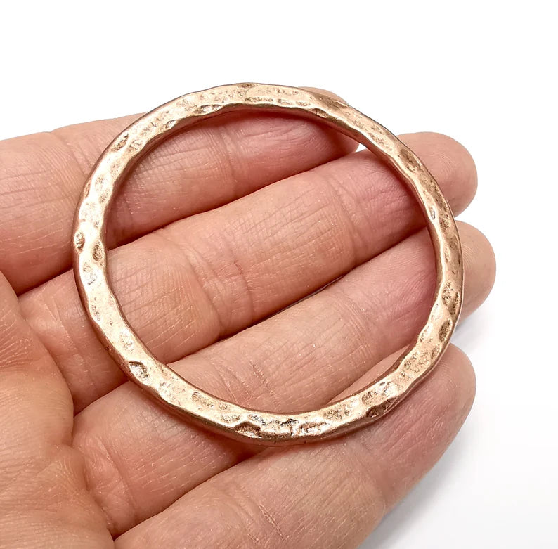 Hammered Circle Findings, Hoop Flat Disc, Antique Copper Plated (60mm) G34881