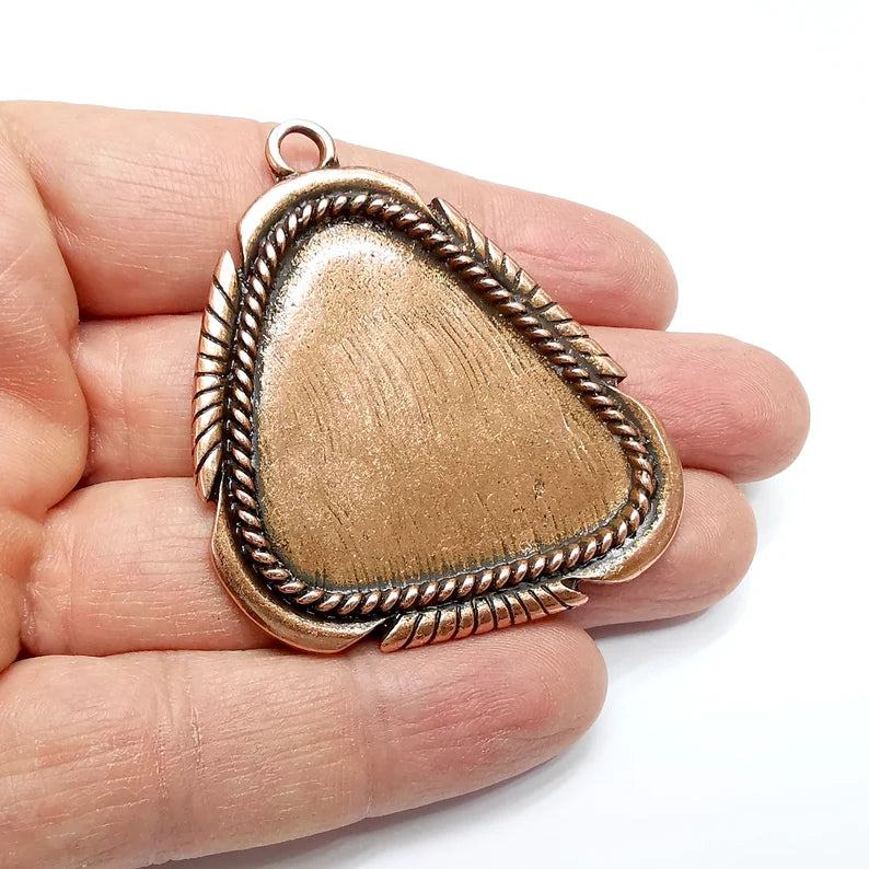 Pendant Blanks, Resin Bezel, Cabochon Bases, Mosaic Mountings, Dry flower Frame, Polymer Clay, Antique Copper Brass (40x40mm) G34882