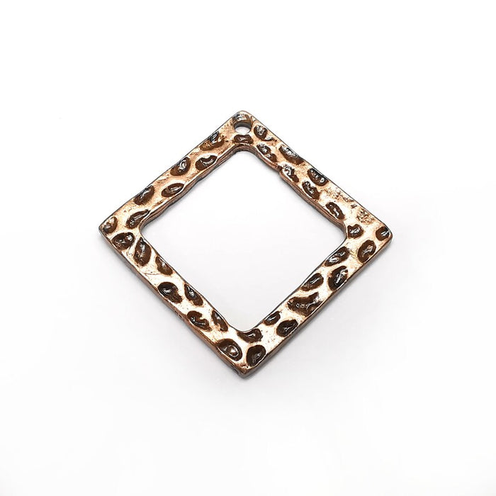 Square Frame, Jewelry Findings, Hammered Charms, Antique Copper Plated Charms (44mm) G34884