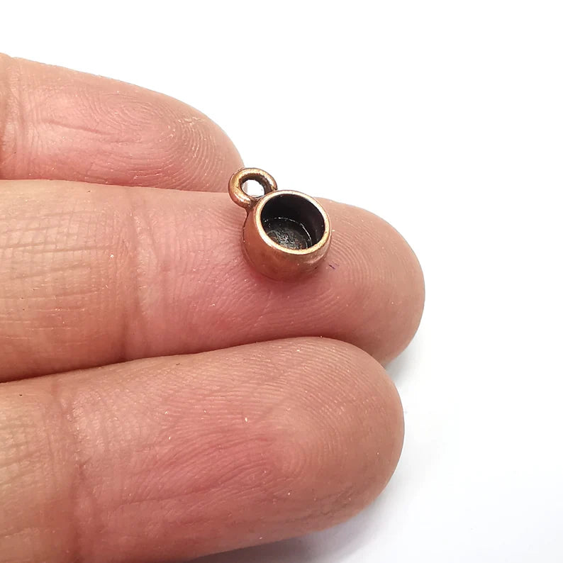 5 Round Pendant Blanks, Resin Bezel Bases, Mosaic Mountings, Polymer Clay base, Antique Copper Plated (5mm) G34804