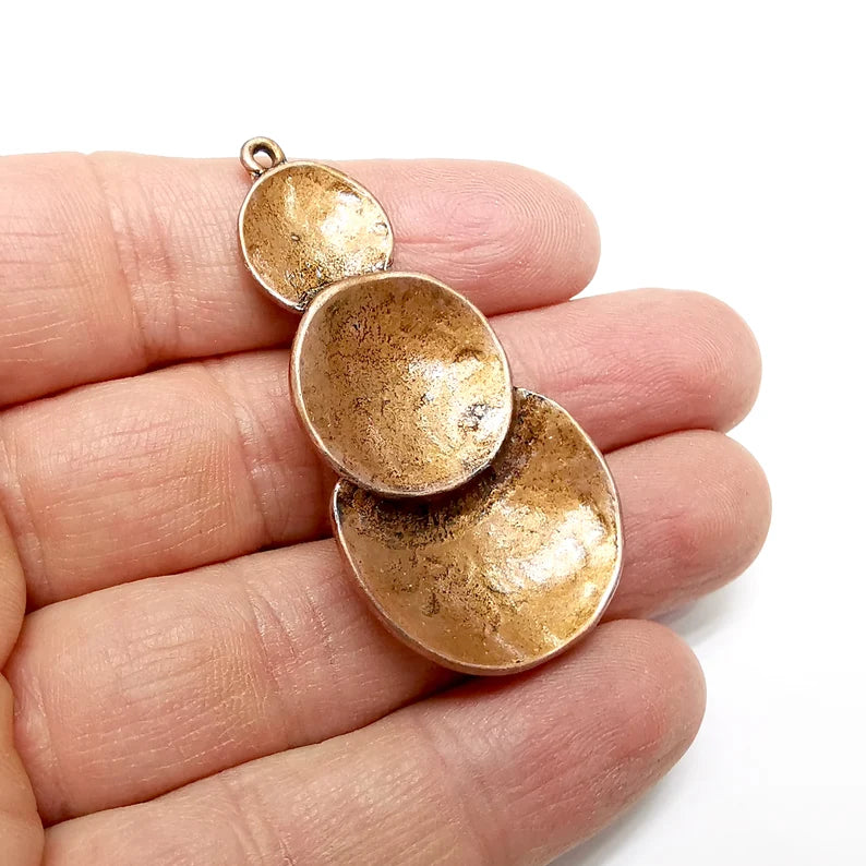 Disc Charms, Cup, Curved Charms, Antique Copper Plated (55x28mm) G34907
