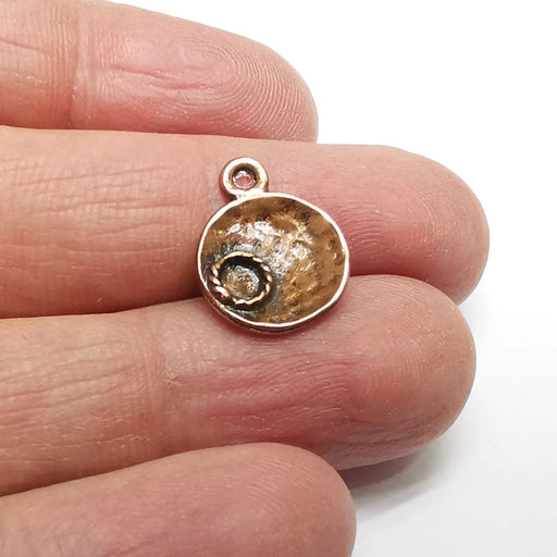 Disc Charms, Hammered, Disc Charms, Antique Copper Plated Charms (17x13mm) G34930