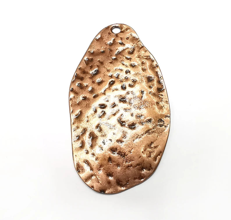 Unique Pendant, Hammered Dangle Pendant, Antique Copper Plated DIY (74x41mm) G34931